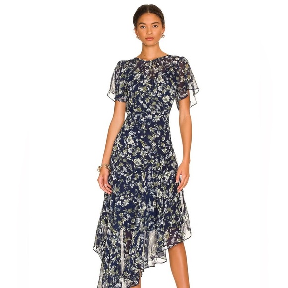 ASTR flutter sleeve flowy asymmetrical Dress revolve Anthropologie medium boho - Picture 2 of 10